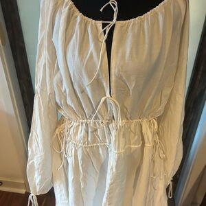 H&M Cream Long-Sleeve Peasant Dress